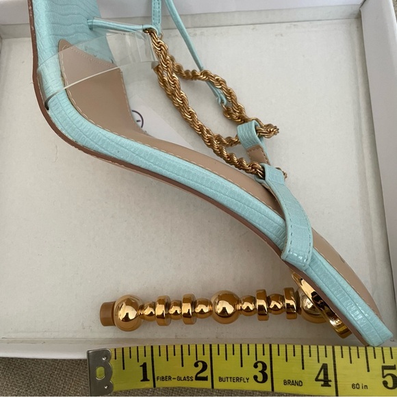 New w/box: Strappy Chain Link Heels (Blue& Gold) - Picture 10 of 10